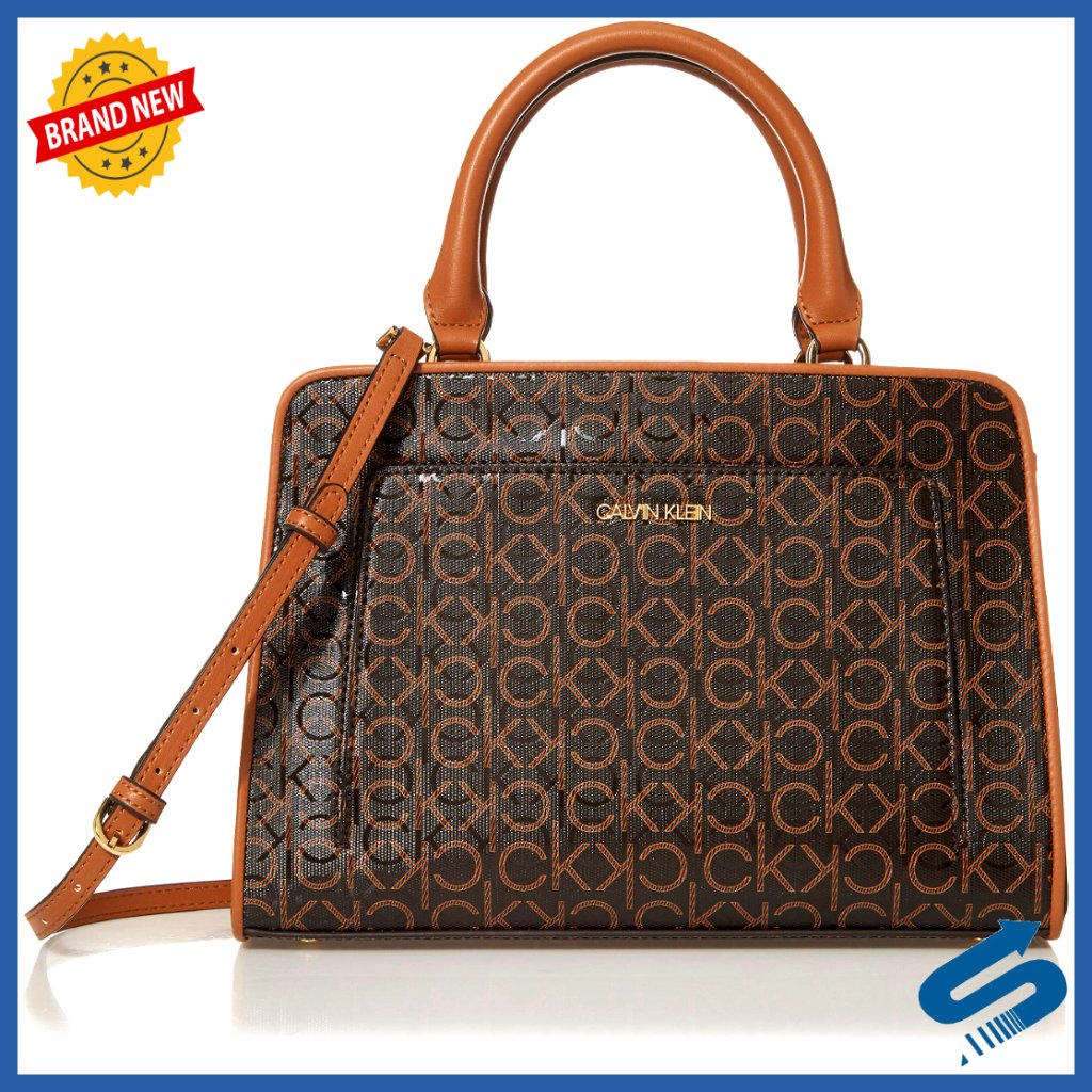 Textured Logo Emboss Satchel Casual Chic Minimal Organizational Features